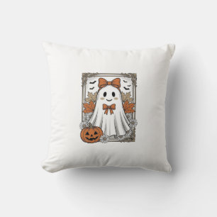Coussin Chemise de fantôme Halloween mignonne avec gravure