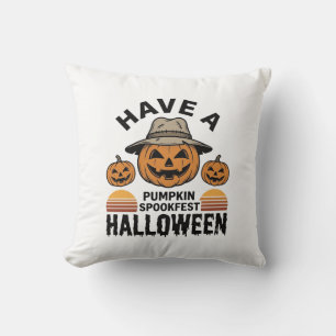 Coussin Chemise de gravure vintage Halloween Citrouille ef