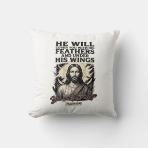 Coussin Chemise de gravure vintage Jésus Psaume chrétien 9