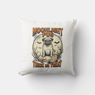 Coussin Chemise de Halloween pour Pug avec gravure vintage