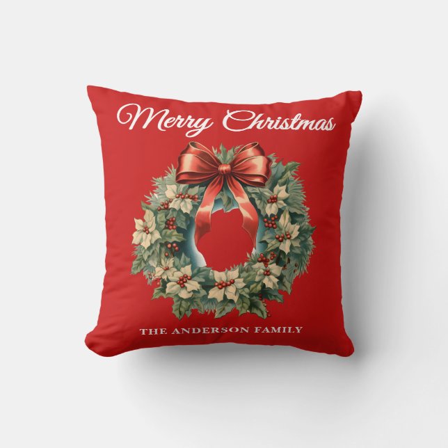 Coussin Chemise de Noël Red Holly Berry (Recto)