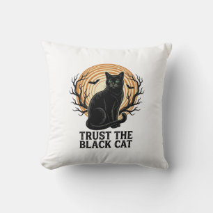 Coussin Chemise Halloween Chat Noir Vintage Lune Sombre Ch