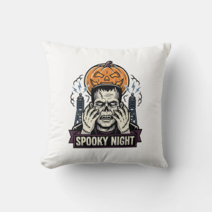 Coussin Chemise Halloween Monstre avec Gravure de Lune de