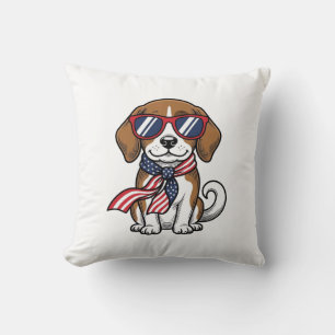 Coussin Chemise lunettes de soleil chien Beagle patriotiqu