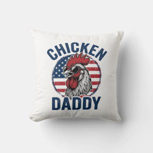 Coussin Chemise patriotique vintage Coq Papa Poulet Desi