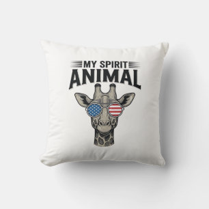 Coussin Chemise patriotique vintage girafe animal spiritue