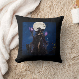 Coussin Chemise T-shirt de la Lune d'Halloween de Sorcière