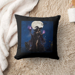 Coussin Chemise T-shirt de la Lune d'Halloween de Sorcière