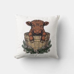 Coussin Chemise veau highland vintage art seau de margueri