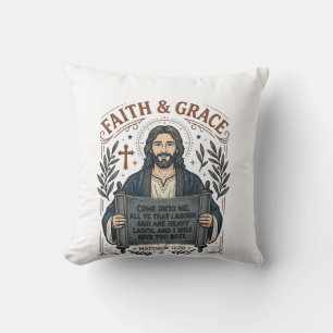 Coussin Chemise vintage graphique chrétienne Jésus point d