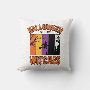 Coussin Chemise Vintage Halloween Sorcières Balai de Sorci