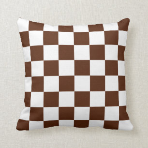 Coussin Chèques Brown et blancs