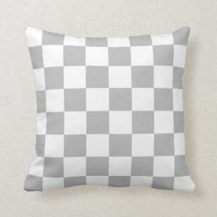 Coussin Chèques gris et blanc