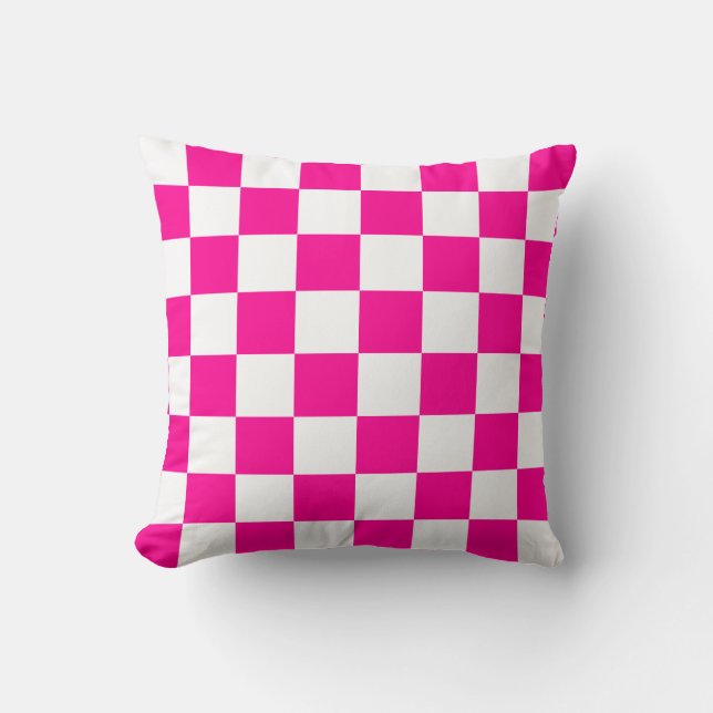 Coussin Chèques roses et blanches chaudes (Recto)