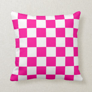 Coussin Chèques roses et blanches chaudes