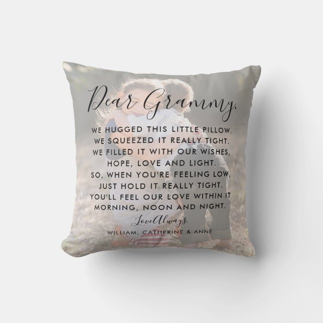 Coussin Cher Grammy Message personnalisé Photo Fête des Mè (Recto)