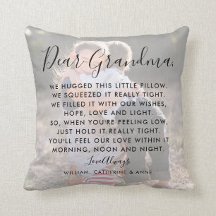 Coussin Chère grand-mère Message personnalisé Photo Fête d