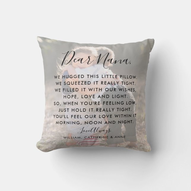 Coussin Chère Nana Grand-mère Message Photo Fête des mères (Recto)