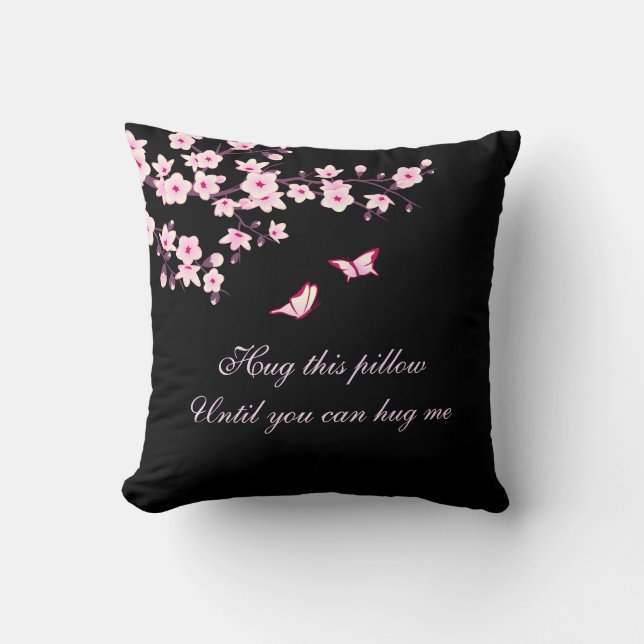 Coussin Cherry Blossom M'A Accroché En Disant Rose Black (Recto)
