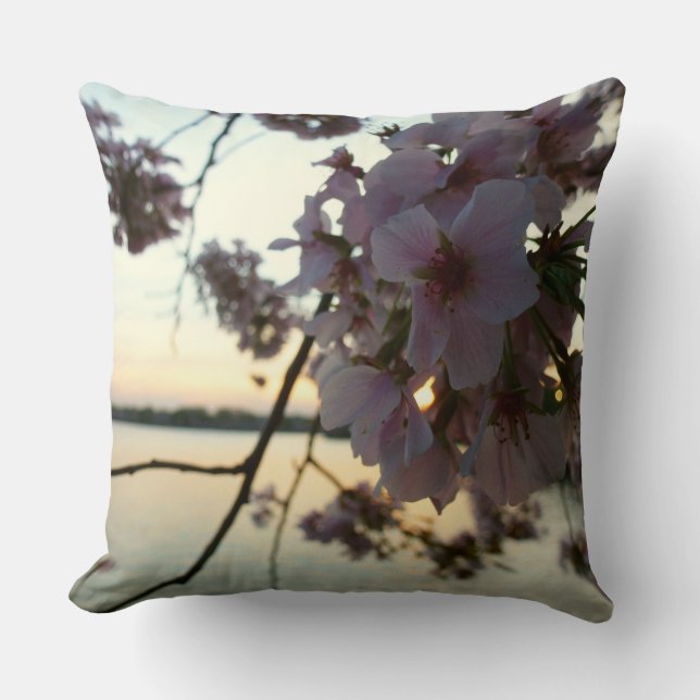 Coussin Cherry Blossom Sunset à Washington DC (Recto)