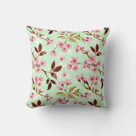 Coussin Cherry Blossoms Mint Arrière - plan Jeu d'oreiller