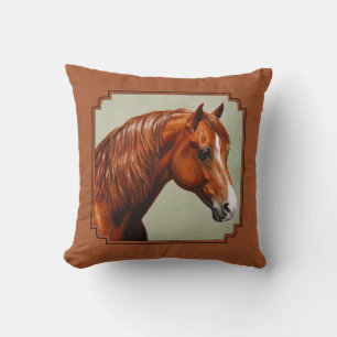 Coussin Chestnut Morgan Horse Rousty Rouge