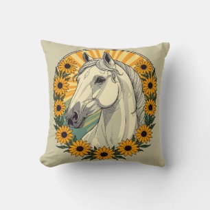 Coussin Cheval À Cheval Et Fleurs Susan À Oeil Noir
