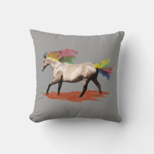 Coussin Cheval à crinière arc-en-ciel d'art fantastique ga