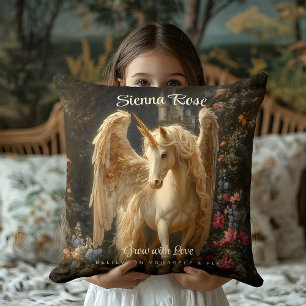 Coussin Cheval ailé vintage renaissance licorne dorée