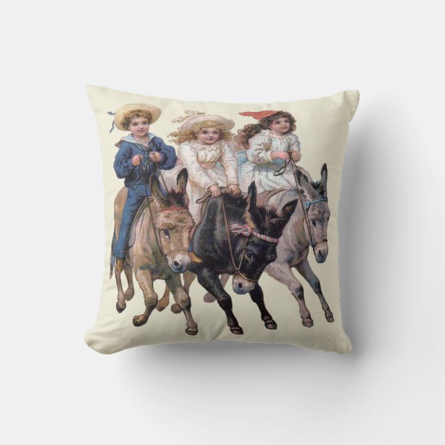 Coussin Cheval antique poney enfants art (Recto)