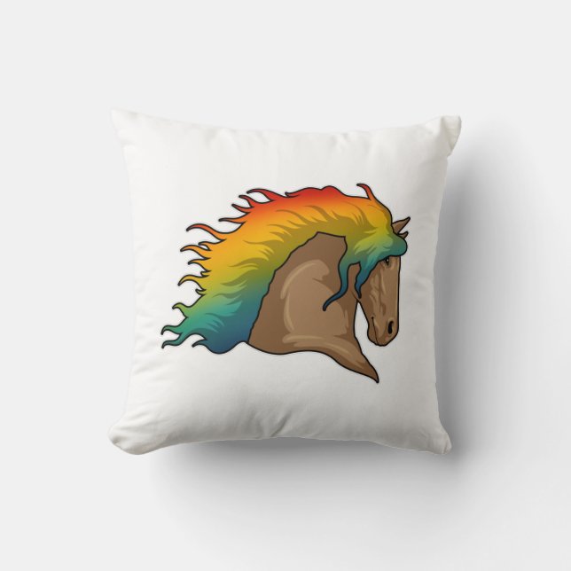 Coussin Cheval avec cheveux arc-en-ciel (Recto)