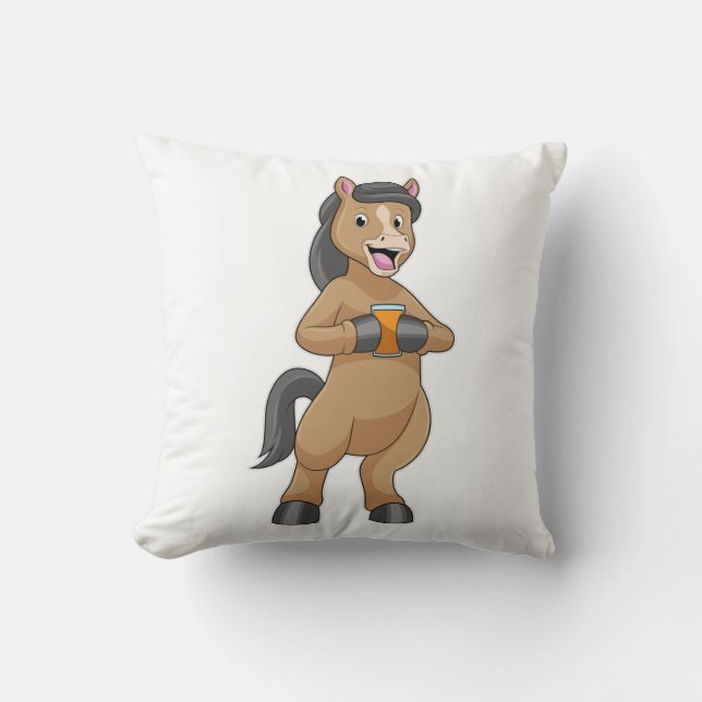 Coussin Cheval avec Mug de jus d'orange (Recto)