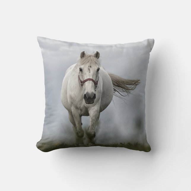 Coussin Cheval blanc galopant (Recto)