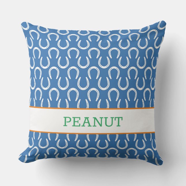 Coussin Cheval bleu Nom de l'animal de compagnie Photo Kee (Recto)