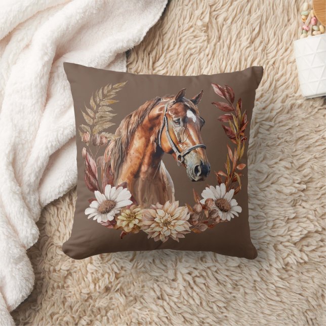 Coussin Cheval Brown rouge Sorrel Automne Wreath Thaillow  (Couverture)