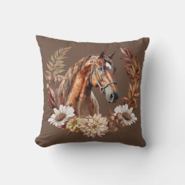 Coussin Cheval Brown rouge Sorrel Automne Wreath Thaillow 
