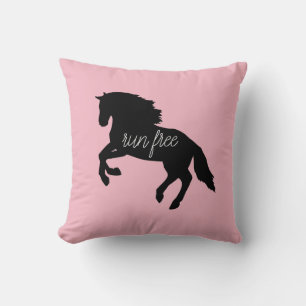 Coussin Cheval de course sauvage et libre Cheval de lancer