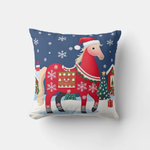 Coussin Cheval de fête des vacances avec chapeau de Père N