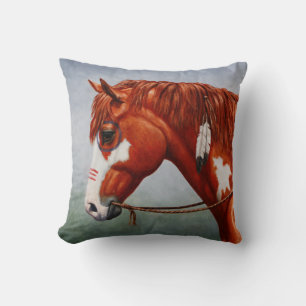Coussin Cheval de guerre indien de l'Amérique du Châtonnie