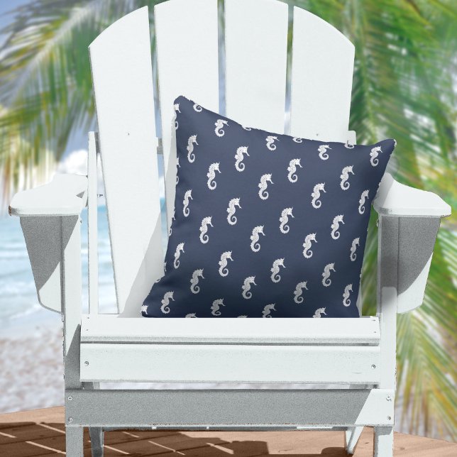 Coussin Cheval de mer Blue Wave Wht/Navy ID836 (Créateur téléchargé)