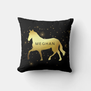 Coussin cheval d'or étoiles équestre Monogramme