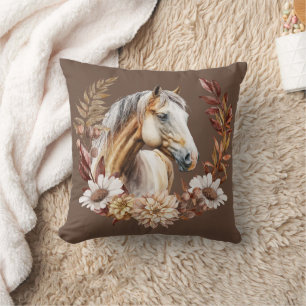 Coussin Cheval d'or Palomino Automne Wreath Jeu d'oreiller