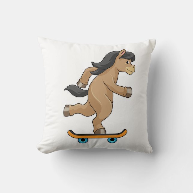 Coussin Cheval en Patinage avec Skateboard (Recto)