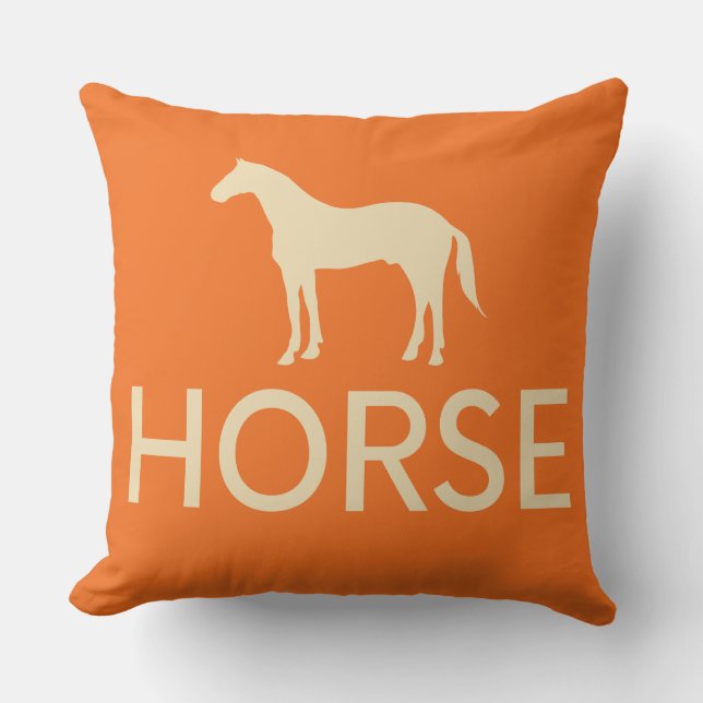 Coussin Cheval équestre réversible orange et crème (Recto)