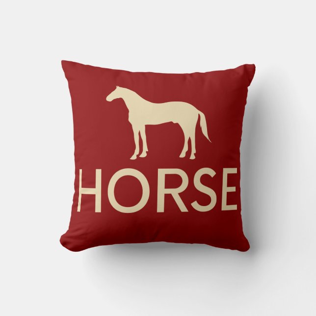 Coussin Cheval équestre réversible rouge et crème (Recto)