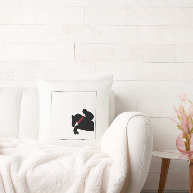 Coussin Cheval équestre Show Jumper Silhouette Roses rouge (Canapé)