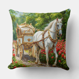 Coussin Cheval et Carrosse Élément Décoratif Classique Rom