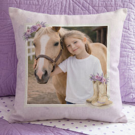 Coussin Cheval floral violet pour filles