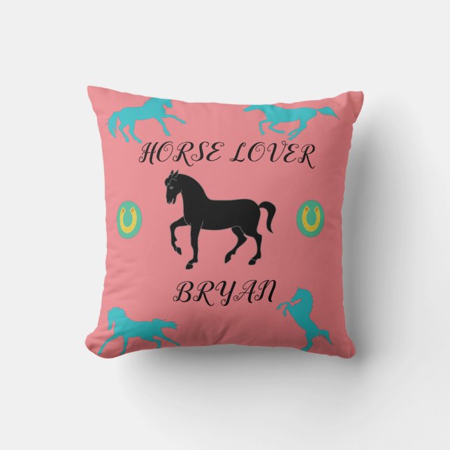 Coussin Cheval Lover lance l'oreiller avec nom personnalis (Recto)