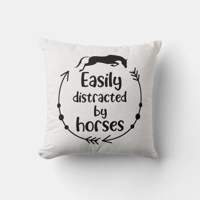 Coussin Cheval Lover White Burlap Western Equestrio (Recto)